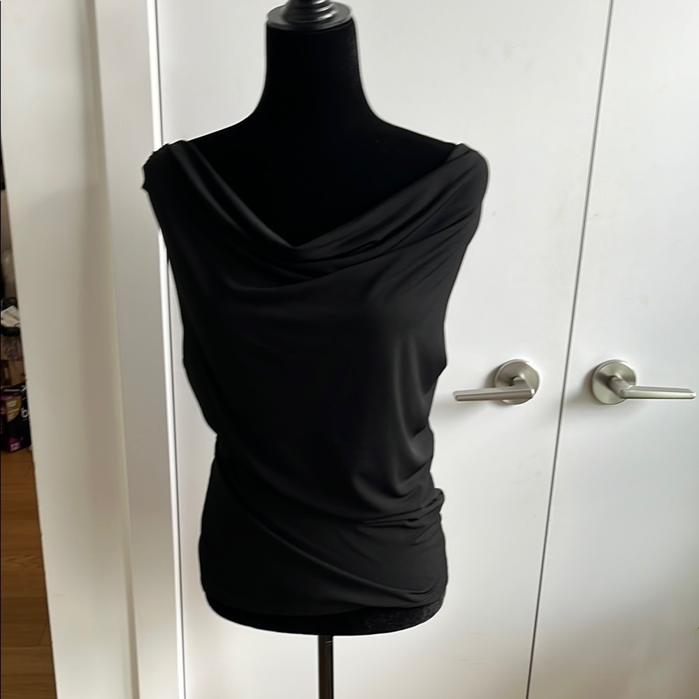 Calvin Klein Black Drape Neck Blouse
